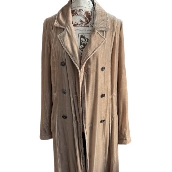 Free People Velvet Beige Trench Coat - Picture 2 of 5